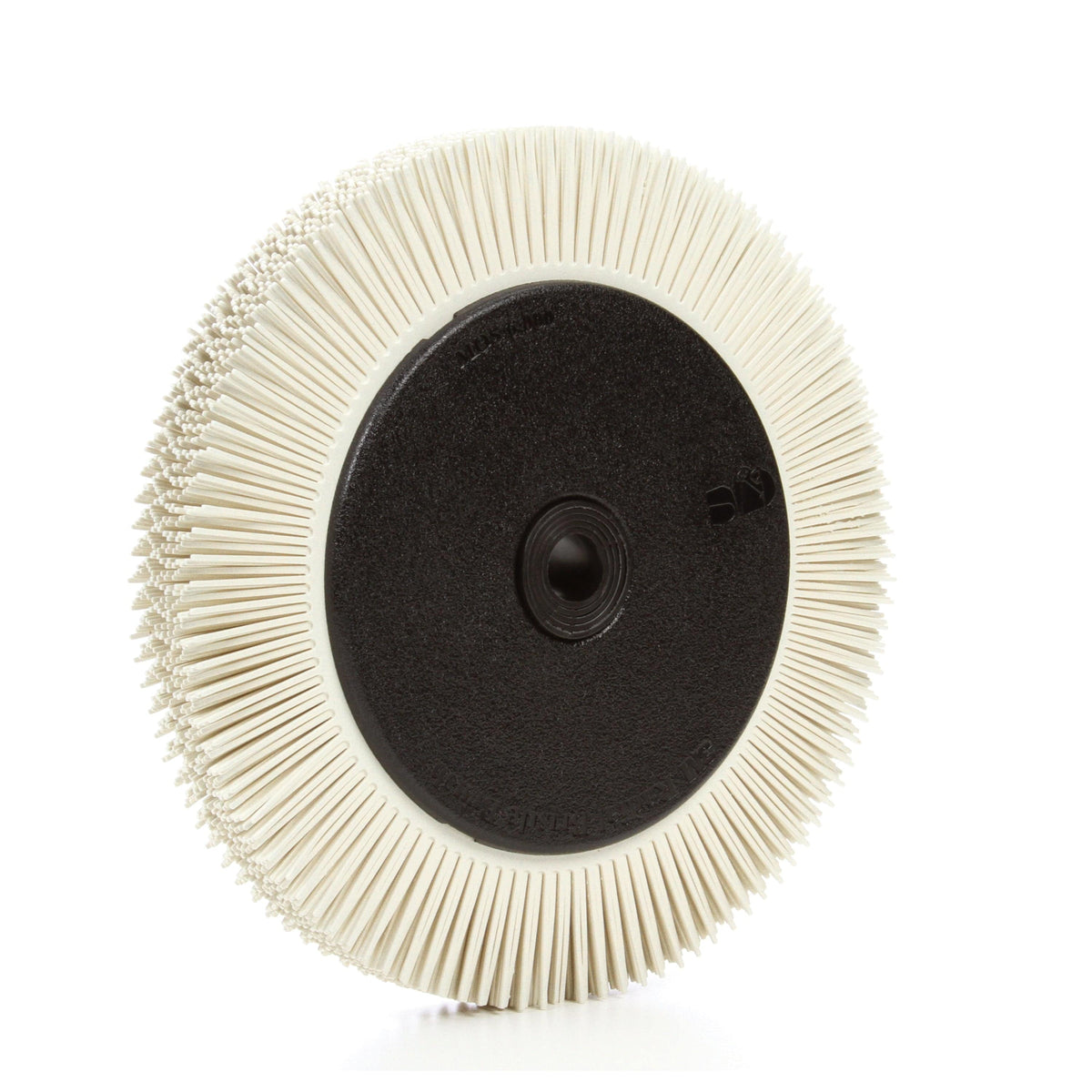 3M Scotch-Brite SB33083 radial bristle brush with flange, 8-inch diameter, 120 grit, used for surface cleaning and finishing.