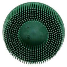 3M Scotch-Brite Roloc Bristle Disc 3-inch tapered 50 grit for surface cleaning and prep on various materials.