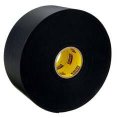 Black 3M Bumpon SJ5916-4-1/2X36 rollstock on a white background, showing flexible, resilient bumper strips in a rolled sheet.