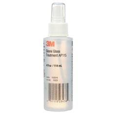 3M AP115-4OZ Silane Glass Treatment cleaner in a clear 4 oz bottle, designed for glass surface protection and enhancement.