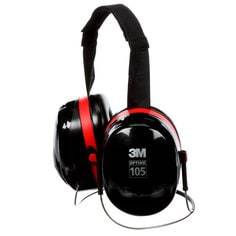 3M Peltor H10B - OPTIME 105 Behind-The-Head Earmuffs (Black/Red) 7000009664 - eGrimesDirect
