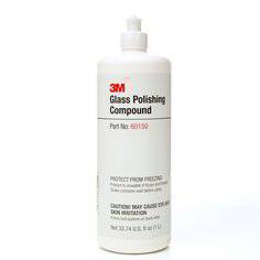 3M AB60150 glass polishing compound in a 6-pack, used for polishing and restoring glass surfaces.
