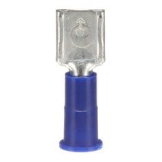 3M Highland FDV14-250Q vinyl insulated female disconnect terminal for 16-14 AWG wires, shown in close-up.