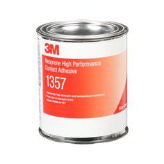 3M Scotch-Weld 1357 high-performance neoprene contact adhesive in gray/green, 1-gallon container for industrial bonding.
