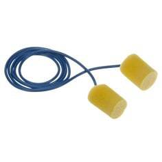 3M E-A-Rsoft 311-1101 corded earplugs for hearing protection, shown in a close-up image with soft, flexible foam tips.