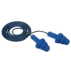 3M E-A-Rsoft Ultrafit corded earplugs in yellow with metal detectable feature, designed for hearing protection and safety.