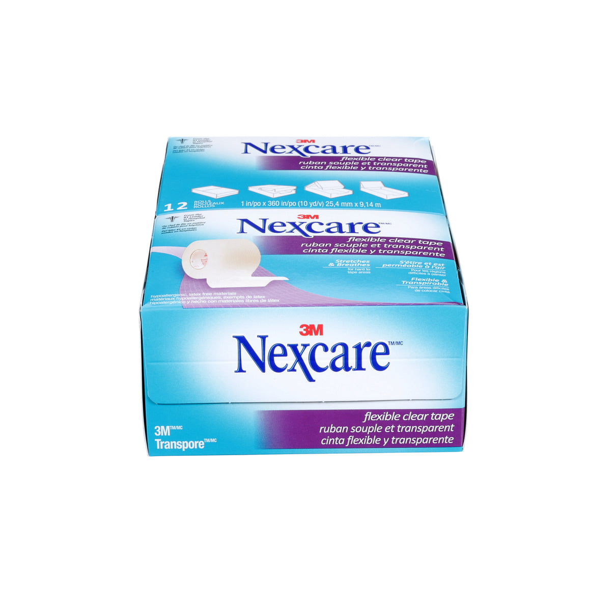 Nexcare ES AID 527-P1 inner carton of 12 rolls pictured; sold by case of 36 rolls (3 cartons)