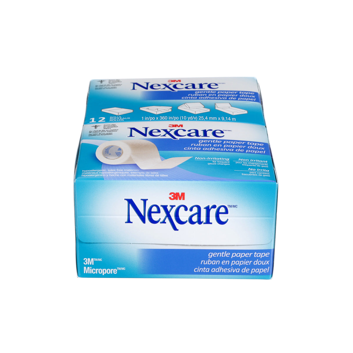 Nexcare ES AID 530-P1 inner carton of 12 rolls pictured; sold by case of 36 rolls (3 cartons)