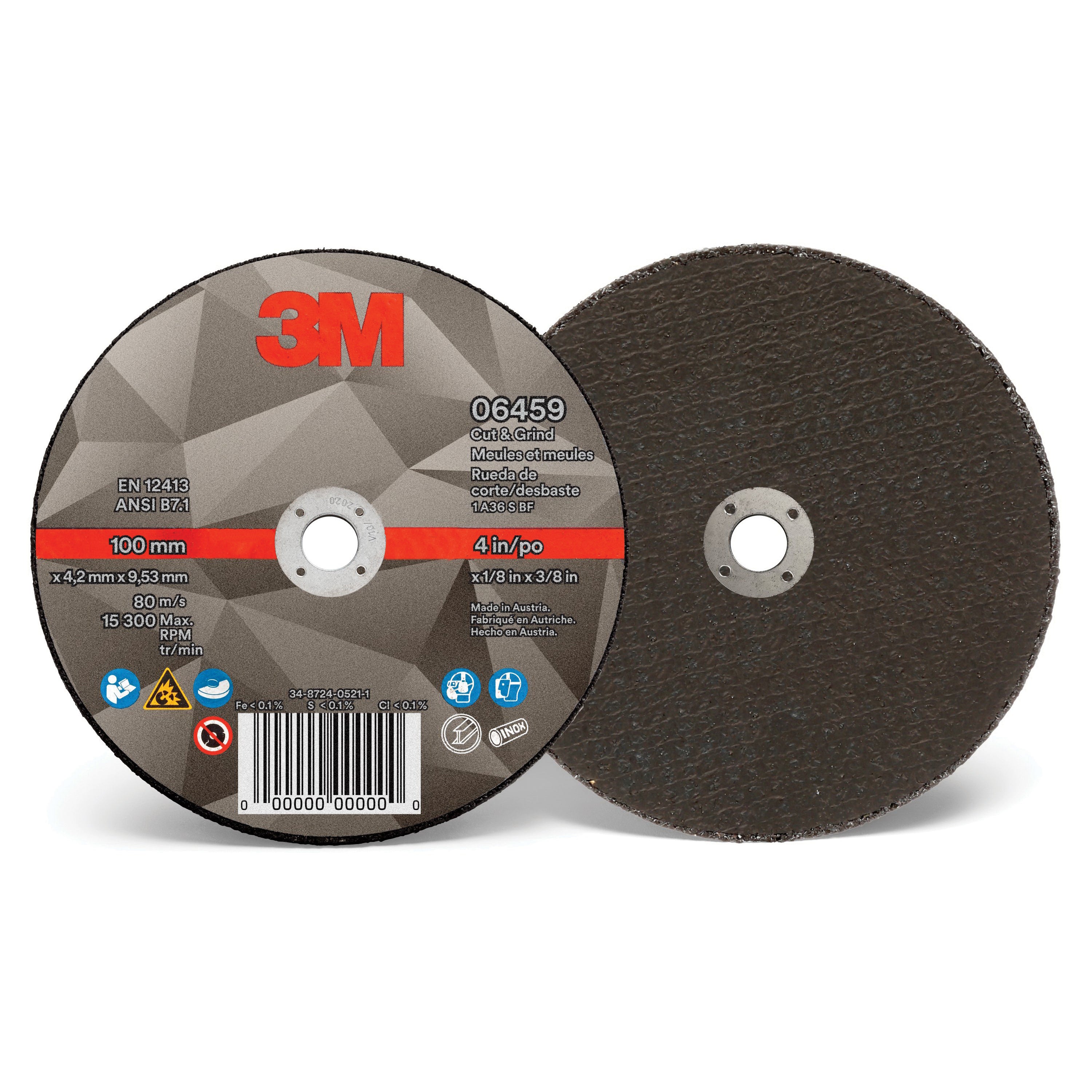 3M 4 Inch x 1/8 Inch x 3/8 T1 Cut & Grind Wheel