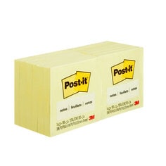 3M 654 - Post-it Notes Canary Yellow 3 in x 3 in (76 mm x 76 mm) 12 Pads/Pack 100 Sheets/Pad 3M 7100229669 7100229669 - eGrimesDirect