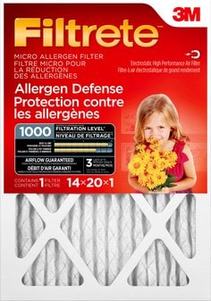 3M 9805DC-6-C - Filtrete Allergen Defense Micro Allergen Filter MPR 1000 14 in x 20 in x 1 in 3M 7100038674 7100038674 - eGrimesDirect