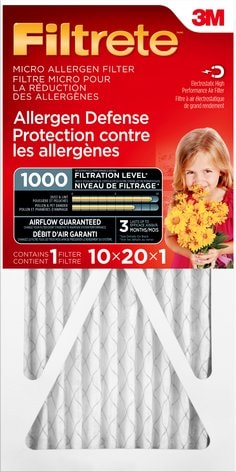 3M 9807DC-6-C - Filtrete Allergen Defense Micro Allergen Filter MPR 1000 10 in x 20 in x 1 in 3M 7100038672 7100038672 - eGrimesDirect