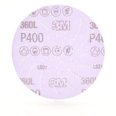 3M AB01708 - 3M Hookit Clean Sanding Disc 360L, 01708, 5 in P400, 100 per inner 500 per case 3M AB01708 7010029943 - eGrimesDirect