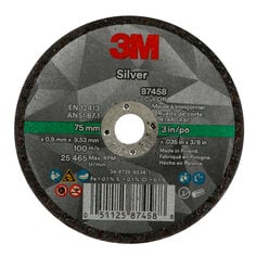 3M AB87458 - 3M Silver Cut-Off Wheel, 87458, T1, black, 3 in x 0.04 in x 3/8 Inch-24 (7.62 cm x 1.02 mm) 3M AB87458 7100139208 - eGrimesDirect