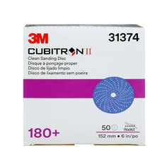 3M 31374 - 3M Cubitron II Hookit Clean Sanding Abrasive Disc 6 in 180+ Grade 50 Discs/Carton 4 Cartons/Case 3M 7100155357 7100155357 - eGrimesDirect