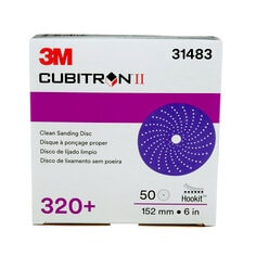 3M 31483 - 3M Cubitron II Hookit Clean Sanding Abrasive Disc 6 in 320+ grade 50 Discs/Carton 4 Cartons/Case 3M 7100141496 7100141496 - eGrimesDirect