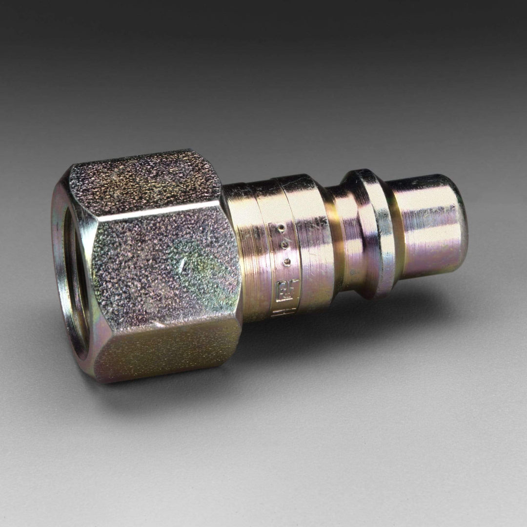 3M Hansen Plug 1/4 inch FPT, 2-pack, durable plastic fittings for plumbing or industrial use, shown in the product image.