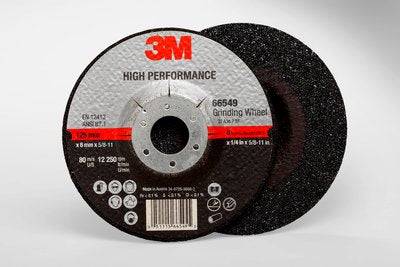 3M AB66549 high-performance depressed centre grinding wheel with quick change T27, 5 inch diameter, suitable for grinding applications.