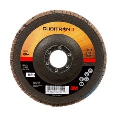 3M Cubitron AB86719 - 5 Inch x 7/8 Inch Type 27 80+ Grit Cubitron II 967A Ceramic Alumina Flap Disc 7000148200 - eGrimesDirect