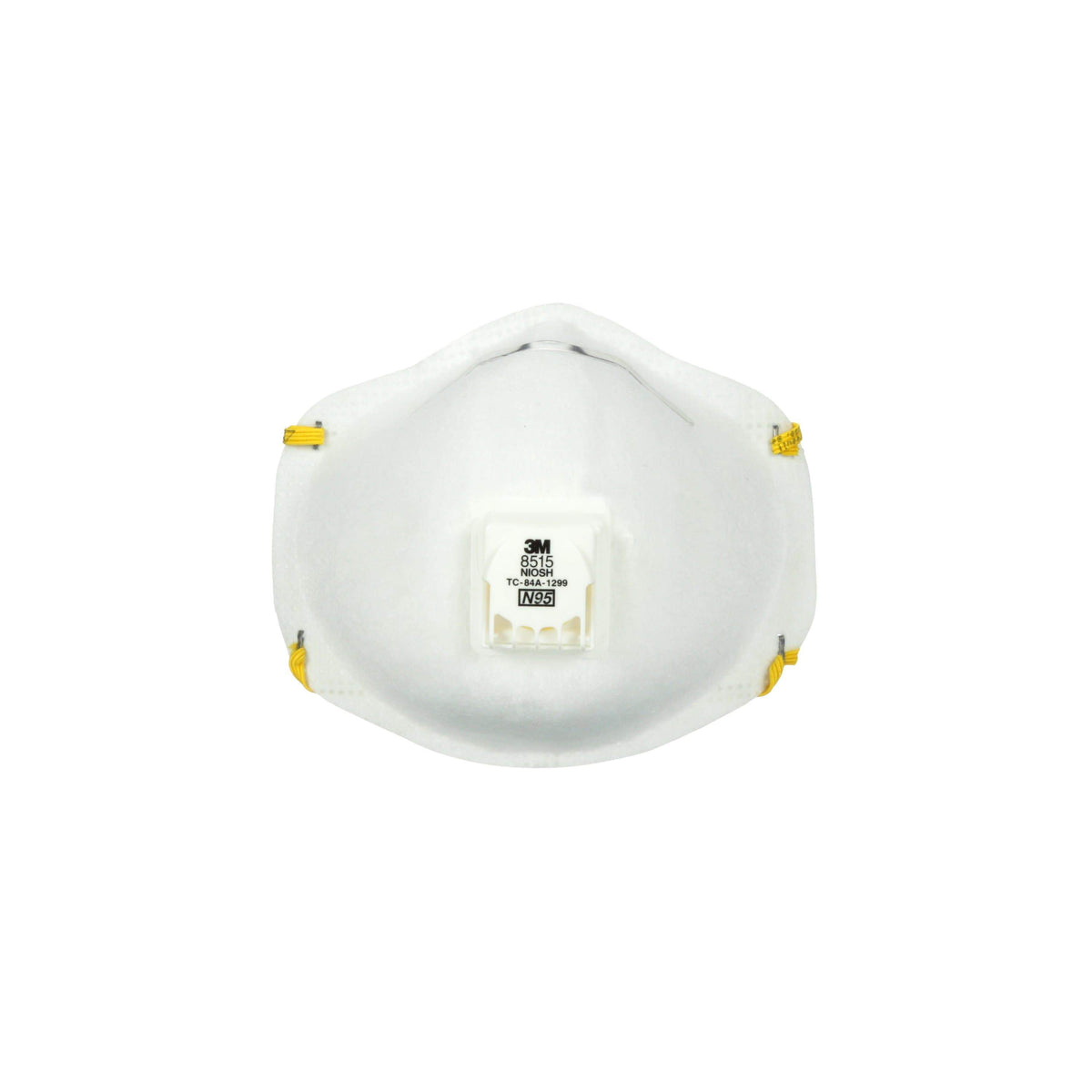 3M 8515 N95 particulate welding respirator filter facemask showing the disposable respirator with adjustable nose clip and strap attachments.