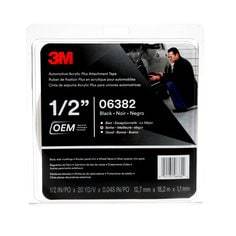 Black 3M Automotive Acrylic Plus double-sided tape 1/2 inch x 20 yards, 45 mil thickness for automotive applications.