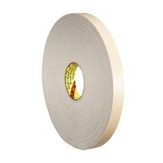 3M 4492W-1X72 double coated polyethylene foam tape in white, 1 inch by 72 yards, shown in a close-up image.