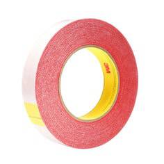 3M 9737R red double coated tape, 1.9-inch width, 60 yards long, double-sided adhesive tape for industrial use.
