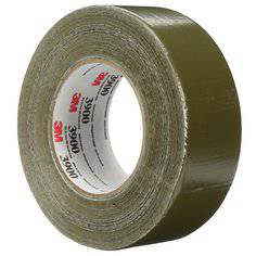 3M 3900-48X54.8-OLI olive multi-purpose duct tape, 1.89 inches wide by 60 yards long, shown in roll with textured surface.