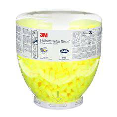 3M Aero Earsoft earplugs in neon yellow, soft foam hearing protection ear plugs for noise reduction.