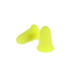 3M E-A-Rsoft yellow uncorded earplugs in case, soft foam ear protection for noise reduction, model 312-1261.