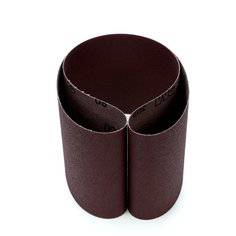 3M AB26357 6x60 inch sanding belt with 80 grit aluminum oxide abrasive and heavy cotton backing for edge sanding applications.