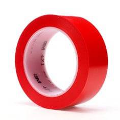 Red 3M Vinyl Tape 471, 1-1/2 inch x 36 yards, 5.2 mil thick, ideal for electrical and color coding applications.