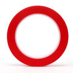 Red 3M Vinyl Tape 471, 3/4 inch by 36 yards, showing the tape roll with a smooth red surface and protective backing.