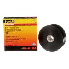 Black 3M Scotch Heavy Duty Vinyl Electrical Tape 22, 1.5 inch by 108 feet, 10 mil thickness, shown in the image.