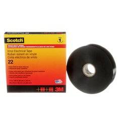 3M Scotch 22 heavy-duty black vinyl electrical tape, 2-inch by 36 yards, 10 mil thickness, suitable for electrical insulation.