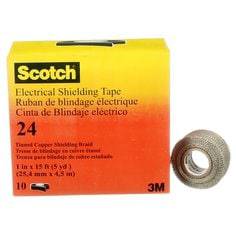 3M Scotch electrical shielding tape in silver, 1 inch by 15 feet, used for electrical insulation and shielding applications.