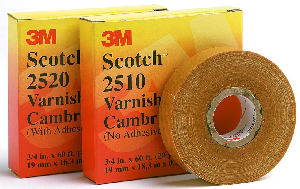 3M 2520-VCT-1X36 - Scotch Electrical insulating Varnished Cambric Tape, 2520, Yellow, 8 Mil (0.2 mm), 1 in x 108 Ft (25 mm x 33 m) 2520-Vct-1x36 7000132813 - eGrimesDirect