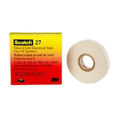 White 3M Scotch glass cloth electrical tape with rubber thermosetting adhesive, 1/2 inch by 66 feet, on a white background.