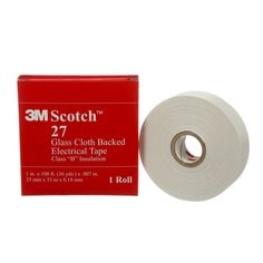3M Scotch 27-1X36-1IN - Glass Cloth Electrical Tape 27 with Rubber Thermosetting Adhesive in White (1 Inch x 36 Yards) - with 1 Inch core 7000132171 - eGrimesDirect