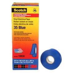 3M Scotch 35 blue vinyl electrical tape, 1/2 inch x 20 ft, professional-grade color coding electrical tape with 7 mil thickness.