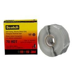3M Scotch 70HDT-1X30 heavy-duty self-fusing silicone rubber electrical tape in sky blue and grey, 1 inch by 30 feet.