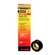 Black 3M Scotch Super 33+ vinyl electrical tape, 3/4 inch by 20 ft, professional grade, 7 mil thickness for electrical insulation.