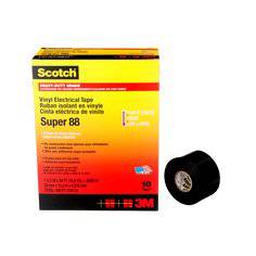 3M Scotch Super 88 vinyl electrical tape, 1-1/2 inch by 44 feet, flexible black electrical tape for insulation and wiring.