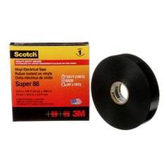 Black 3M Scotch Super 88 electrical tape, 3/4 inch by 6 feet, heavy-duty vinyl insulation tape for electrical wiring.