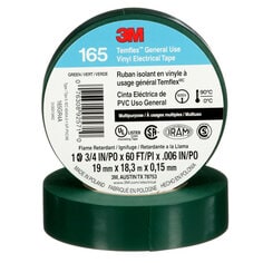 3M 165GR4A - 3M Temflex General Use Vinyl Electrical Tape 165 Green 3/4 in x 60 ft (19 mm x 18 m) 6 mil (0.15 mm) 100 Rolls/Case 3M 7100169430 7100169430 - eGrimesDirect