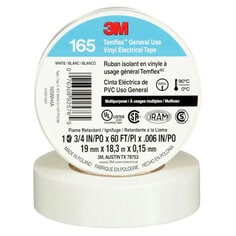 3M 165WH4A - 3M Temflex General Use Vinyl Electrical Tape 165 White 3/4 in x 60 ft (19 mm x 18 m) 6 mil (0.15 mm) 100 Rolls/Case 3M 7100169491 7100169491 - eGrimesDirect