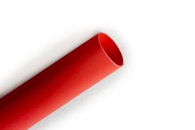 3M FP301X-1X48RD heat shrink thin-wall tubing in red, 1-inch x 48-inch length, used for electrical enclosures and insulation.
