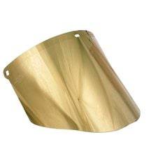 3M Total Performance gold-coated polycarbonate faceshield window in dark green, designed for face protection.