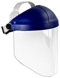 3M ratchet headgear H8A W96 with clear propionate faceshield, designed for safety and protection in industrial work environments.