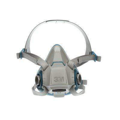 3M 6501/49487 Rugged Comfort Half Face Reusable Respirator for small face, with adjustable straps and dual filter ports.